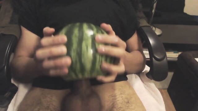 Guy Fucking A Melon cumshots pics