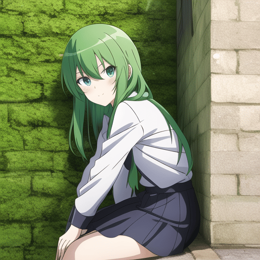 cecile ju share anime girl sitting against wall photos