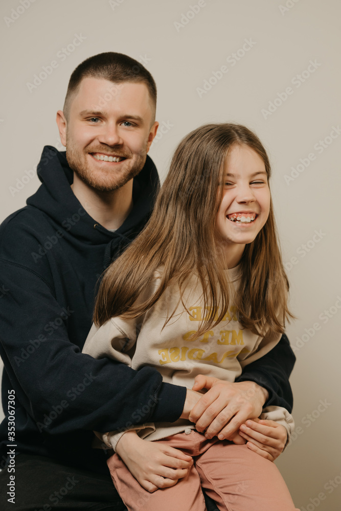 daddy with cute daughter beautiful hair