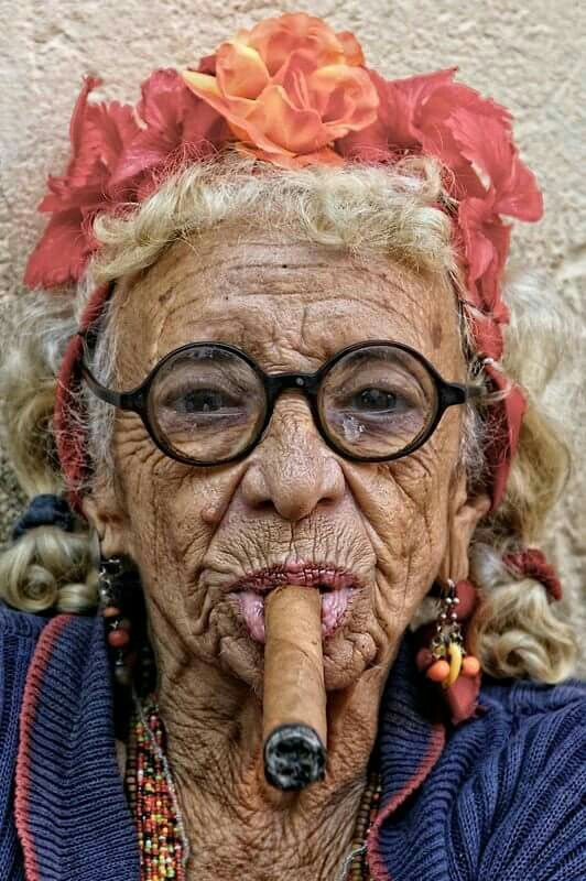 old lady with cigar