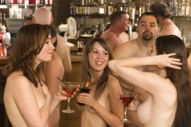 Best of Naked women in bars