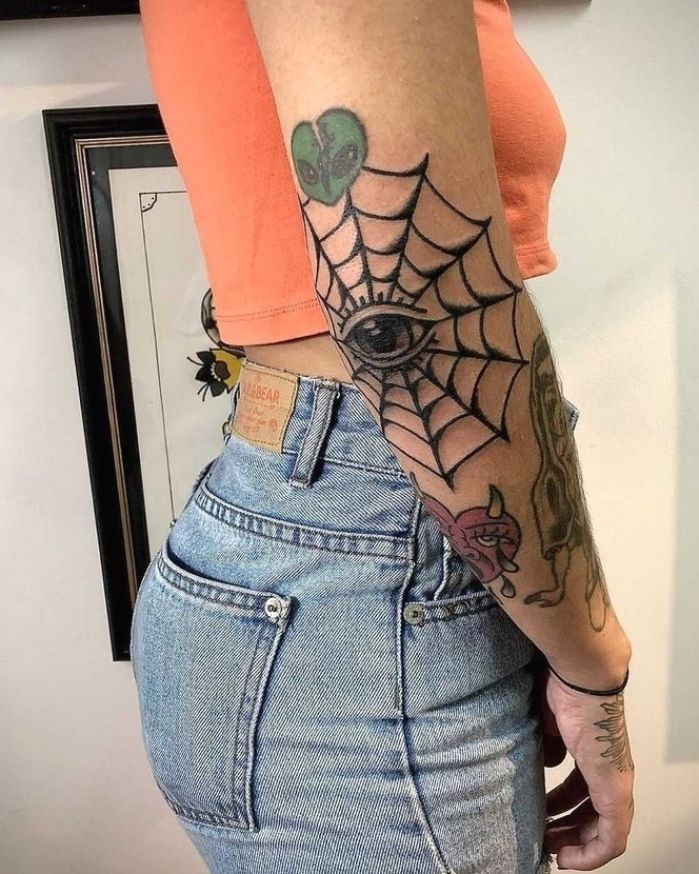 anxhela beatiful recommends web on elbow tattoo pic
