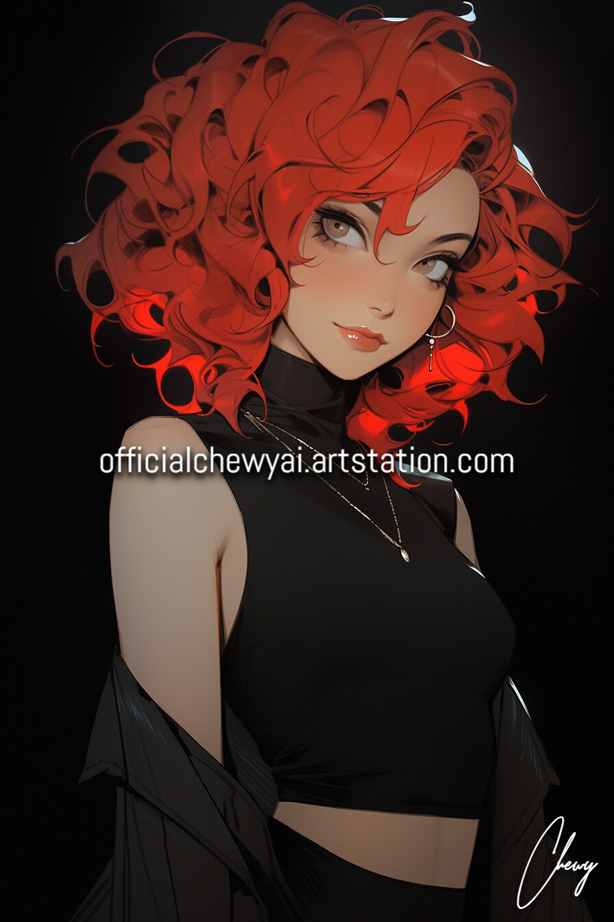 courtney staggers add curly hair in anime photo