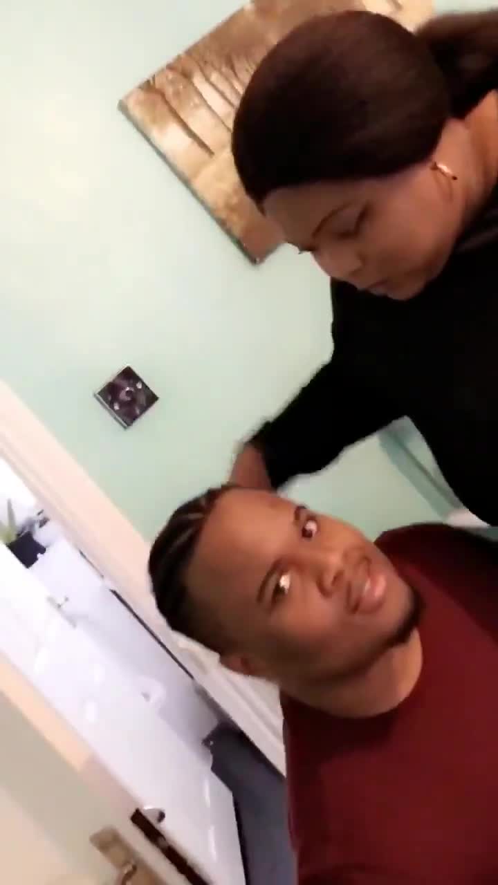 mom gives son head