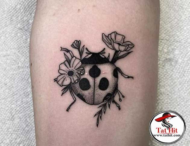 ladybug tattoo black and white