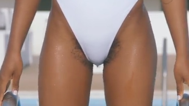 pubic hair poking out