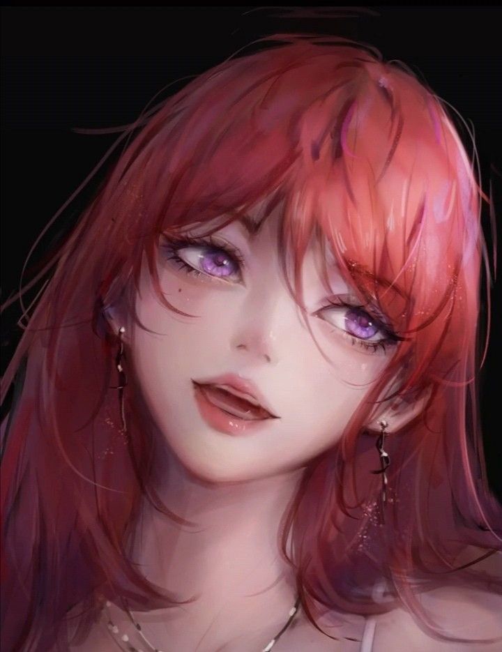 Anime Girl With Dark Red Hair shots gif