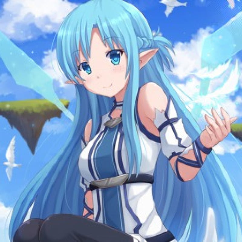 chibu bacani add photo sword art online asuna blue hair