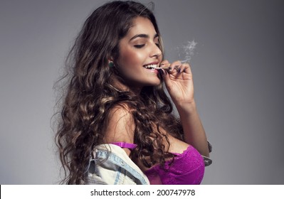 akanksha awasthi add photo beautiful women smoking weed