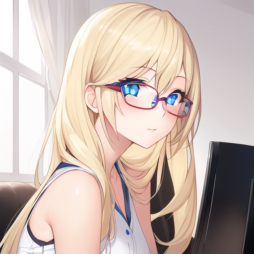 blonde anime girl glasses