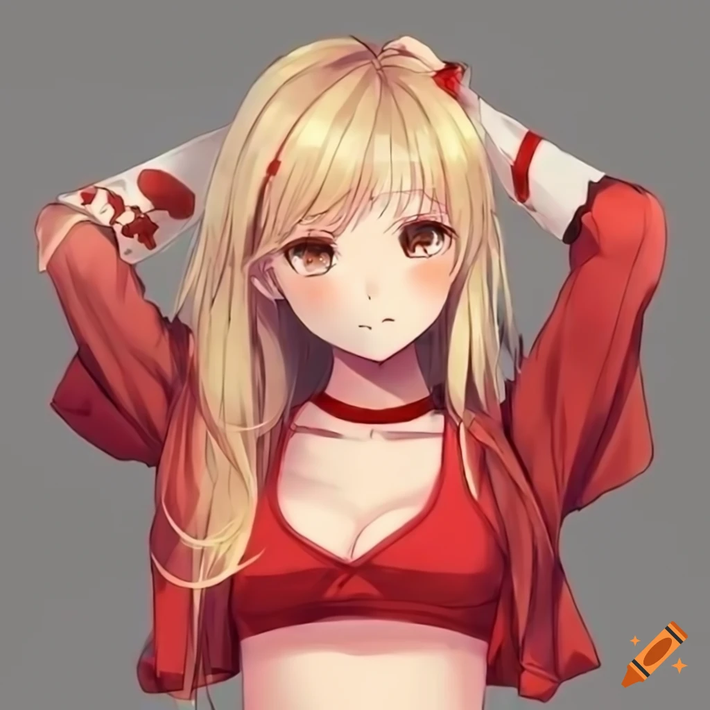 blonde anime girl with brown eyes
