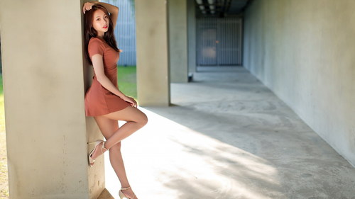 asian in mini skirt