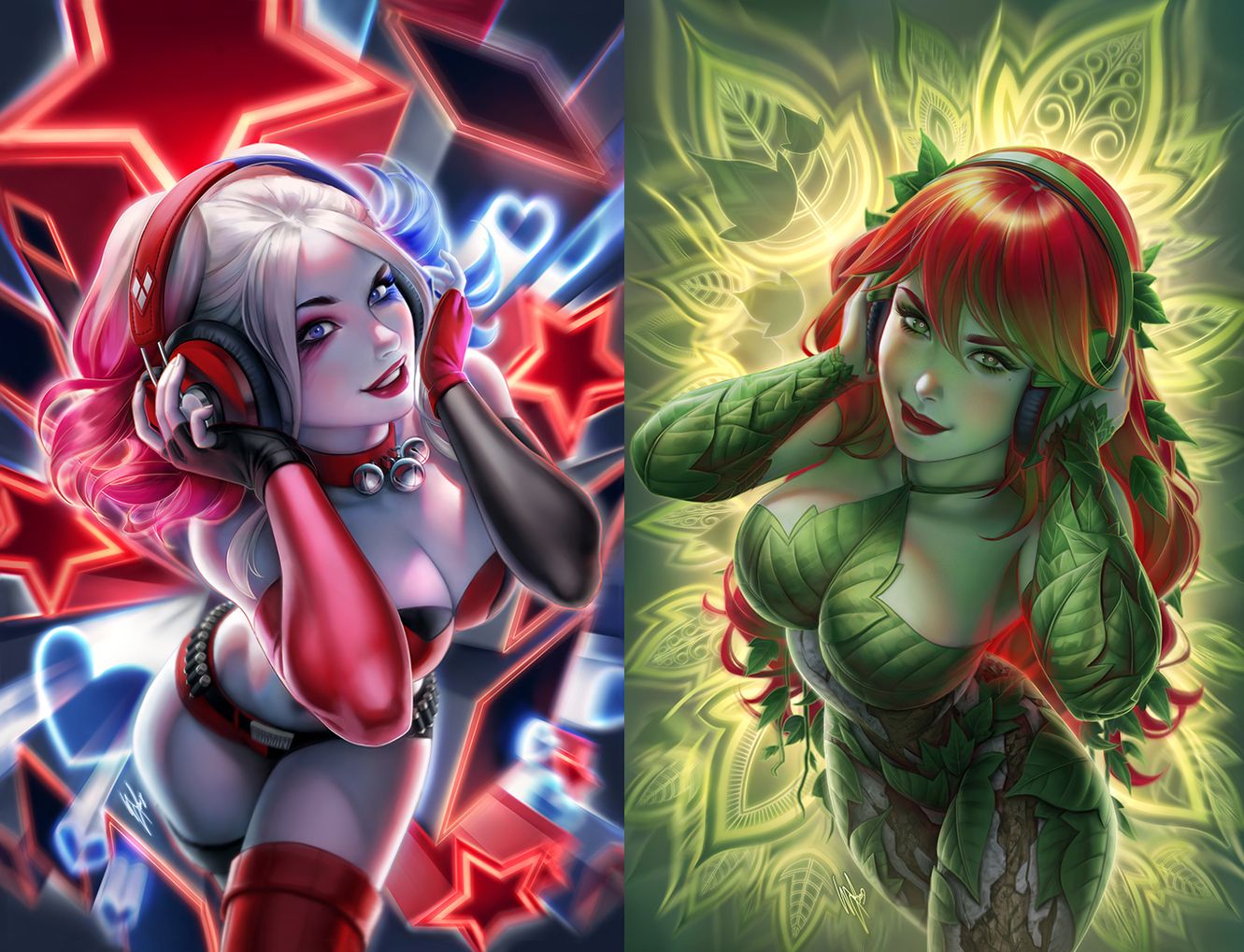 harley quinn and poison ivy art