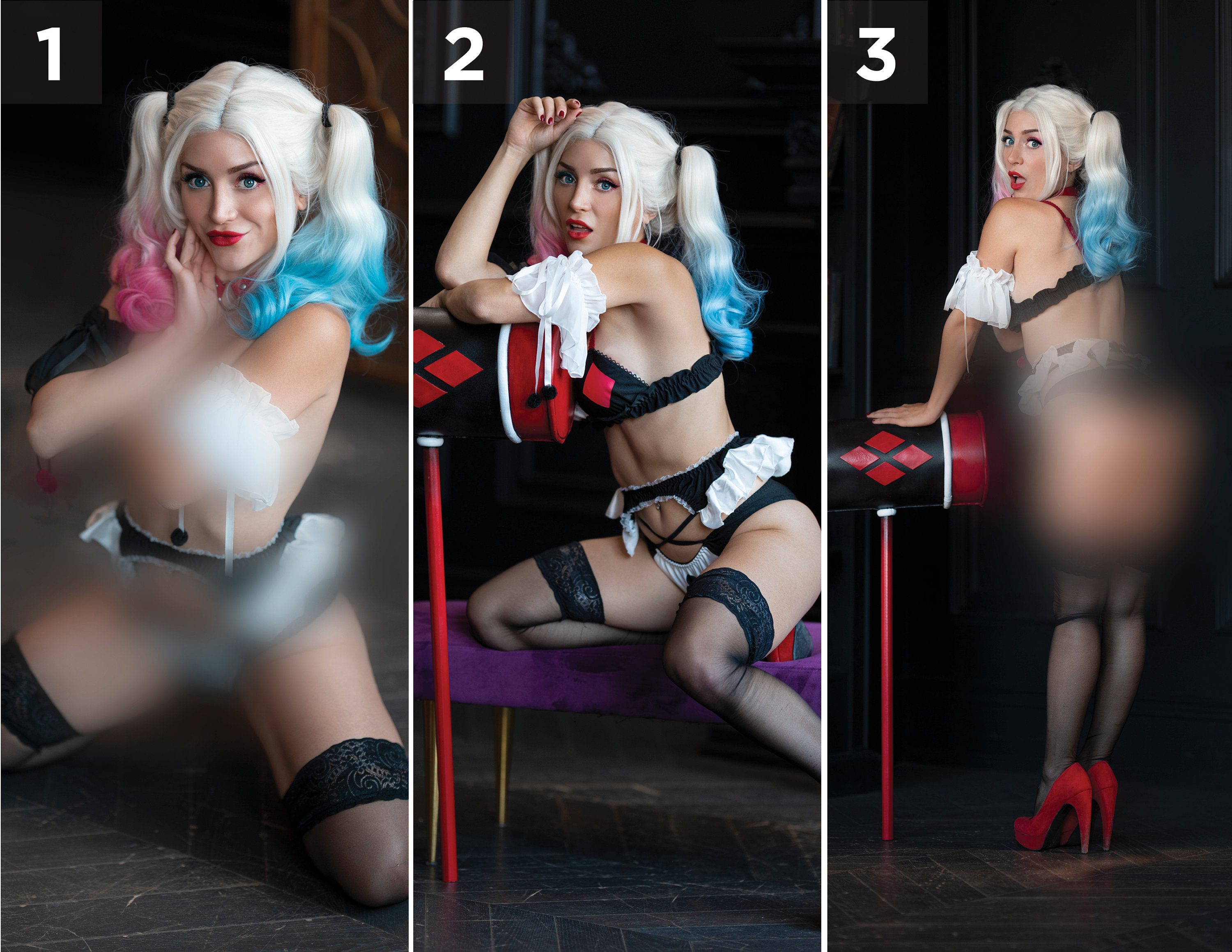 angela cincotta share harley quinn cosplay strip photos